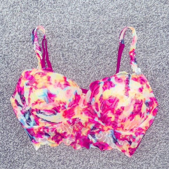 PINK Victoria's Secret Vibrant Multicolor Lace Bralette - Picture 1 of 3